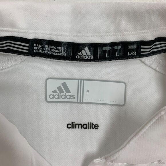 Adidas Ironwood Girls Golf AdiSelect Polo Shirt Womens L White Striped Climalite - Picture 7 of 12